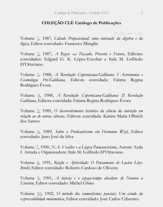Catálogo de Publicações da Coleção CLE